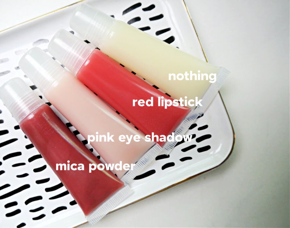 4 different colored lip glosses