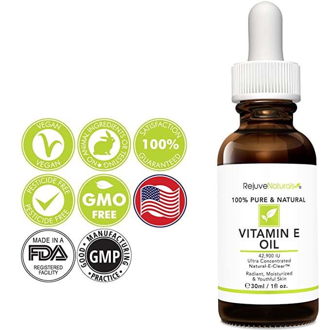 Vitamin E Oil - 100% Pure & Natural, 42,900 IU. Visibly Reduce the Look of Scars, Stretch Marks, ...