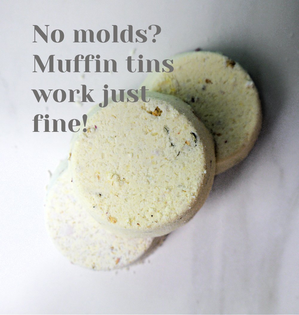 3 yellow diy bath bombs made from muffin tins