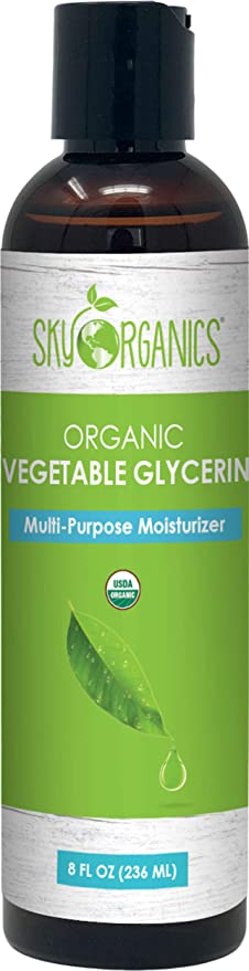 Organic Vegetable Glycerin by Sky Organics (8oz) Non-GMO Kosher USP Grade Hypoallergenic Cold-pre...
