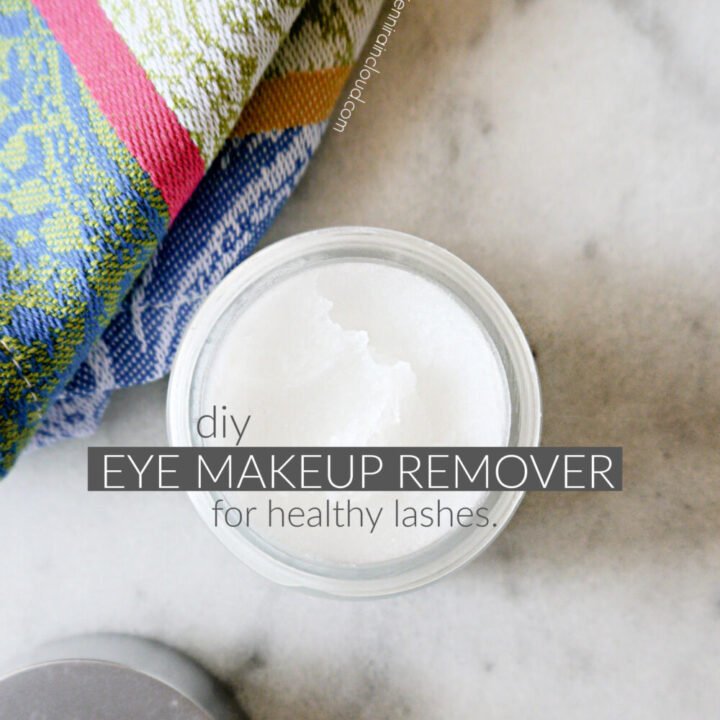 DIY Eye Makeup Remover with lid off and colorful cloth