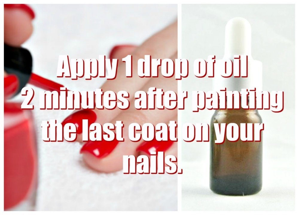 Oil drop on nails for quick drying