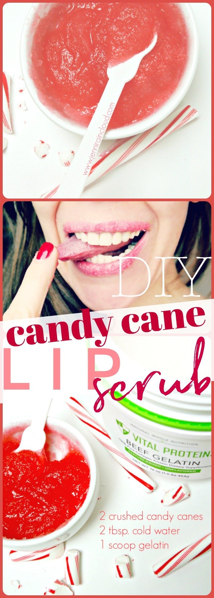 DIY Candy Cane Lip Scrub with Beef Gelatin