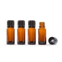 10ml (1/3 fl oz) Amber Glass Essential Oil Bottle with European Dropper Cap - Pack of 4