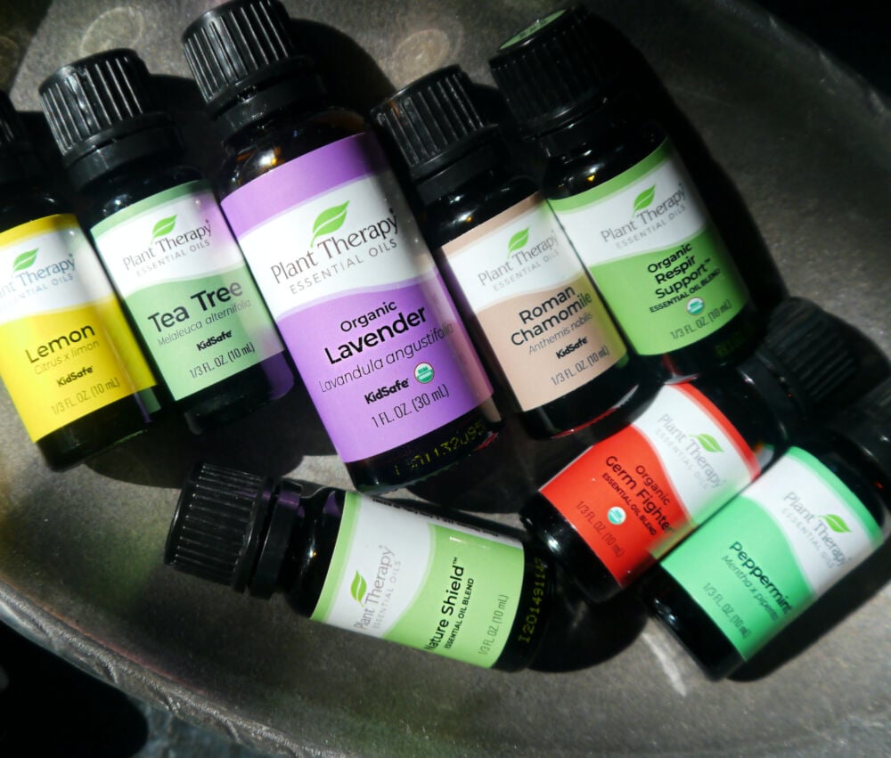Silver Bowl of Plant Therapy Essential Oils