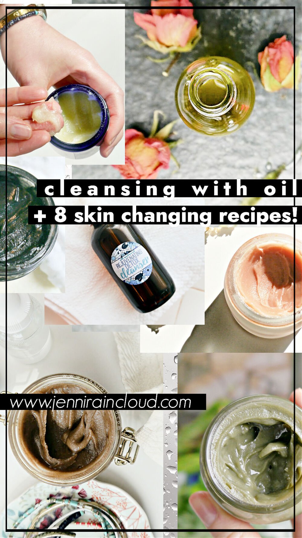 Collage of different DIY oil cleansers