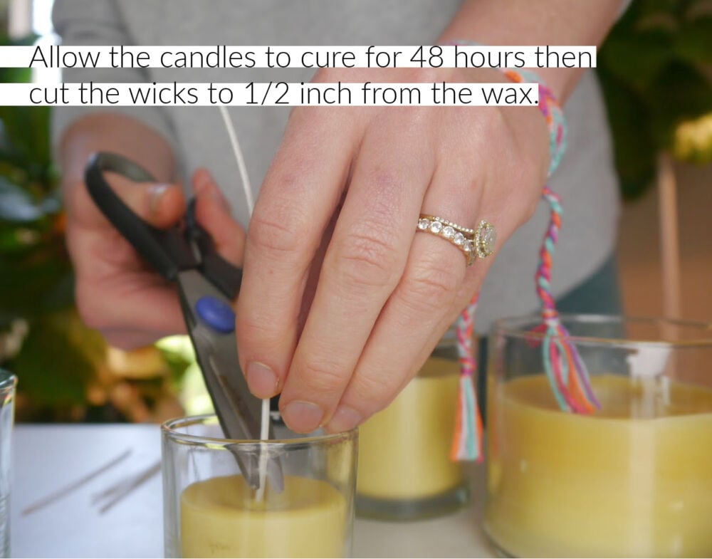 How to Make Beeswax Candles cutting the wick